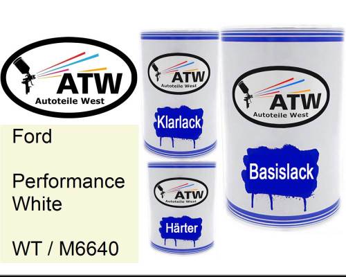 Ford, Performance White, WT / M6640: 500ml Lackdose + 500ml Klarlack + 250ml Härter - Set, von ATW Autoteile West.